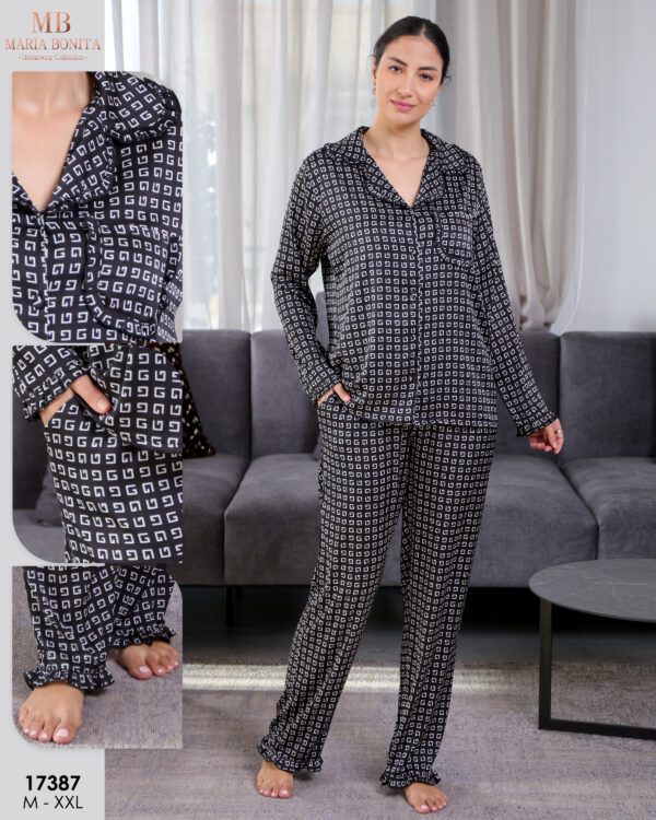 MB 17387 a Elegant 2-Piece Satin Set – Luxurious & Comfortable 17387