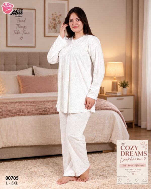 Rose Miss Pyjama – Réf 00705 – Blanc pois gris