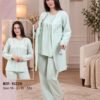 Rose Miss Pyjama 3 pièces avec robe de chambre – Réf 16229 – Vert d'eau