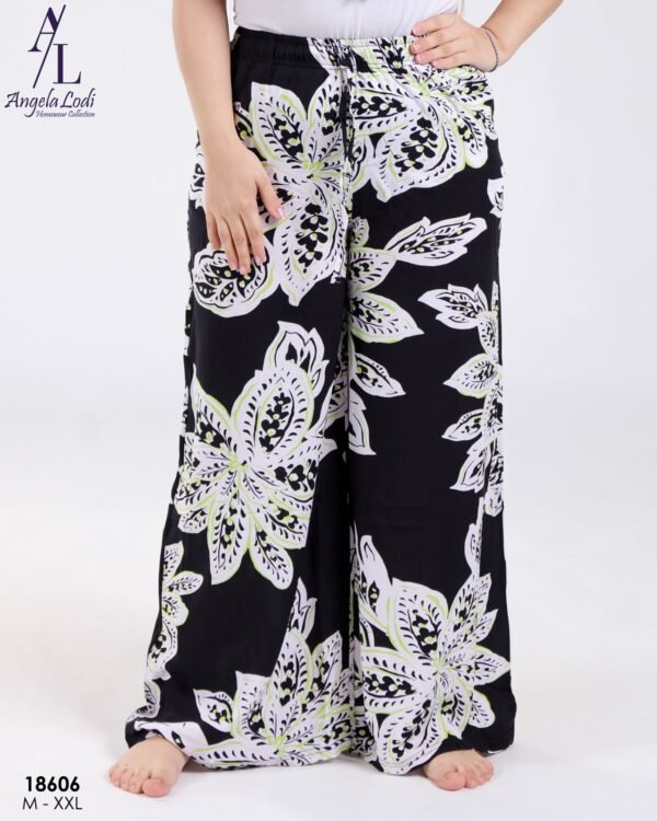 Angela Lodi Pantalon d'intérieur large imprimé – Réf 18606 – Noir