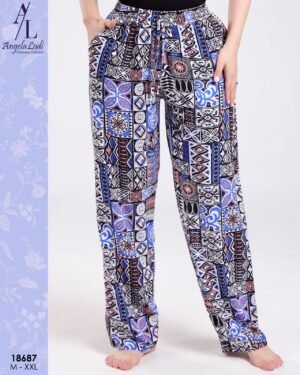 Angela Lodi Pantalon d'intérieur imprimé ethnique – Réf 18687 – Bleu