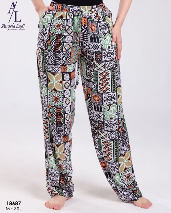 Angela Lodi Pantalon d'intérieur imprimé ethnique – Réf 18687 – Vert