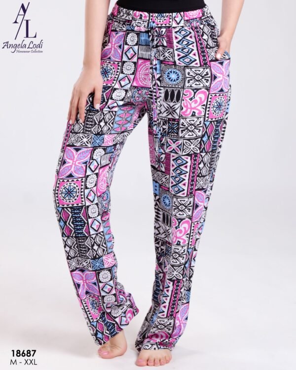 Angela Lodi Pantalon d'intérieur imprimé ethnique – Réf 18687 – Rose