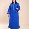 Amira Djellaba brodée à capuche – Réf 12658 – Bleu roi