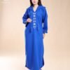 Amira Djellaba brodée à capuche – Réf 12659 – Bleu roi