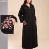 Amira Djellaba zippée brodée – Réf 12660 – Noir