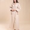 Amira Djellaba zippée brodée – Réf 12660 – Beige