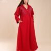 Amira Djellaba zippée brodée – Réf 12690 – Rouge