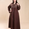 Amira Djellaba zippée brodée – Réf 12690 – Marron