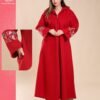 Amira Djellaba zippée brodée – Réf 12741 – Rouge
