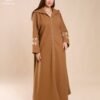 Amira Djellaba zippée brodée – Réf 12741 – Camel