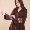 Amira Djellaba zippée brodée – Réf 12741 – Marron