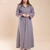 Amira Djellaba zippée brodée – Réf 12741 – Gris