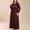 Amira Djellaba zippée brodée – Réf 12744 – Bordeaux