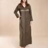 Amira Djellaba zippée brodée – Réf 12744 – Kaki