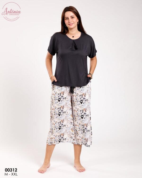 Antônia Pyjama pantacourt – Réf 00312 – Noir