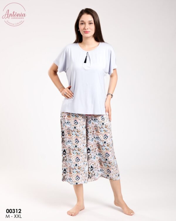 Antônia Pyjama pantacourt – Réf 00312 – Bleu ciel