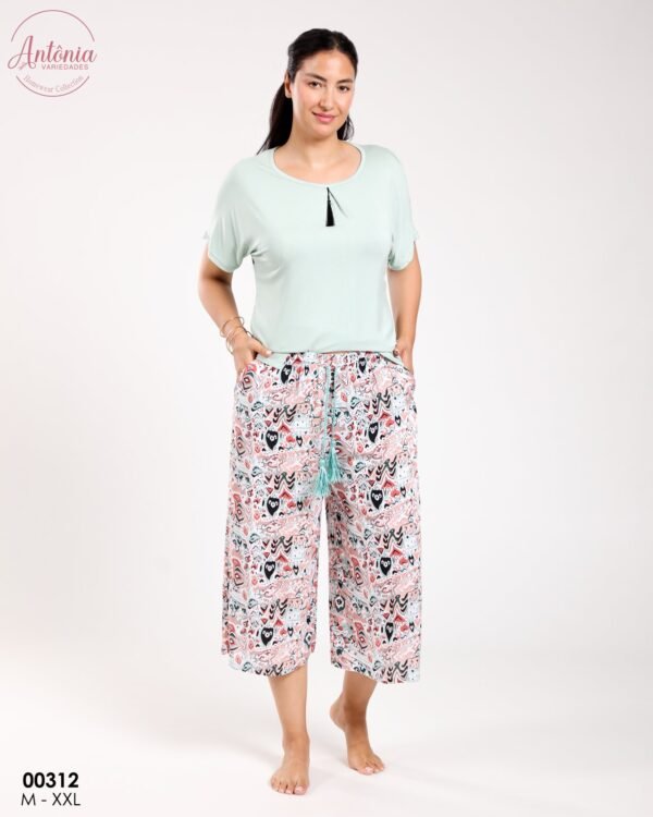 Antônia Pyjama pantacourt – Réf 00312 – Vert d'eau