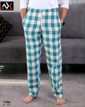 Axis Pantalon de pyjama homme à carreaux – Réf 17456 – Bleu pétrole