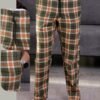 Axis Pantalon de pyjama homme à carreaux – Réf 17610 – Vert kaki orange