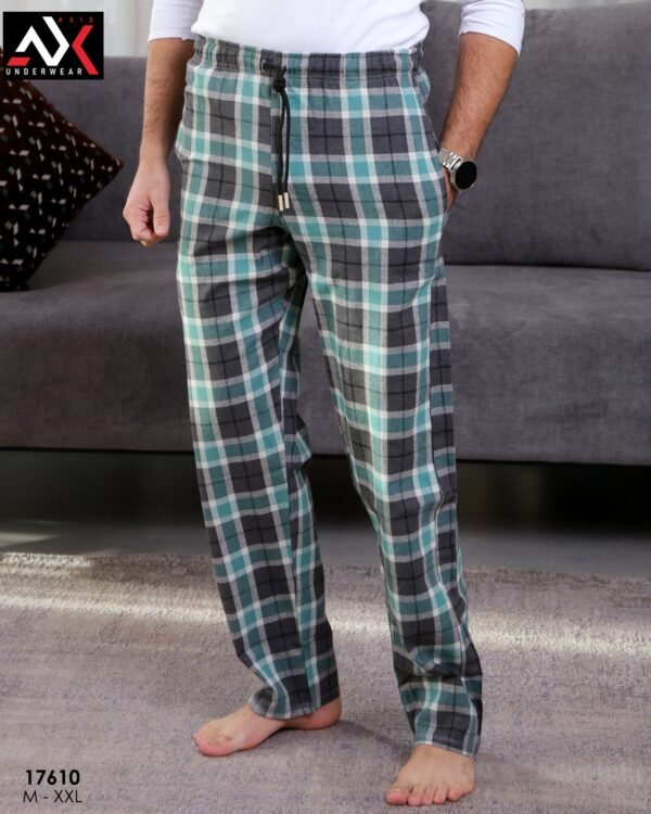 Axis Pantalon de pyjama homme à carreaux – Réf 17610 – Gris turquoise