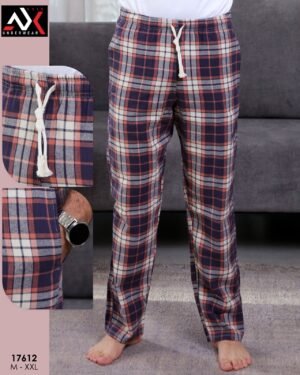 Axis Pantalon de pyjama homme à carreaux – Réf 17612 – Marine orange