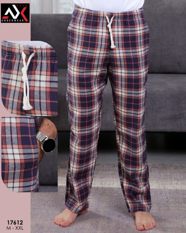 Axis Pantalon de pyjama homme à carreaux – Réf 17612 – Marine orange