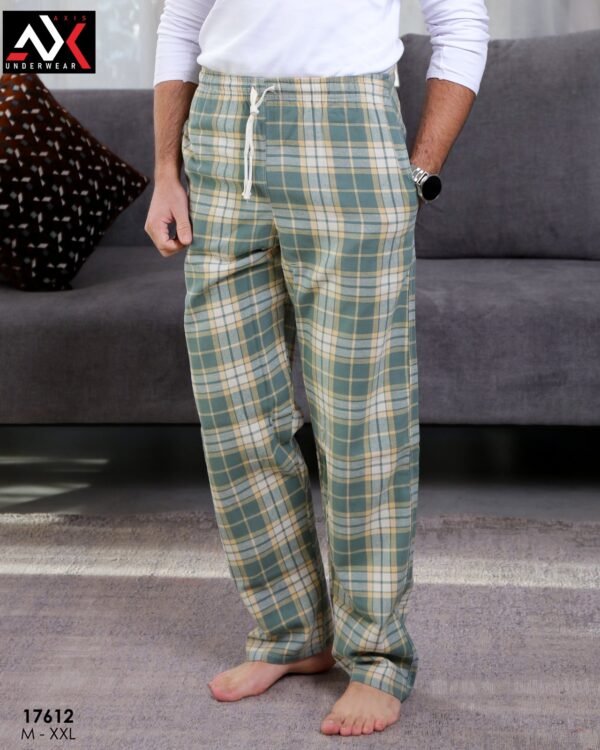 Axis Pantalon de pyjama homme à carreaux – Réf 17612 – Vert sauge