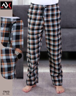 Axis Pantalon de pyjama homme à carreaux – Réf 17613 – Noir orange