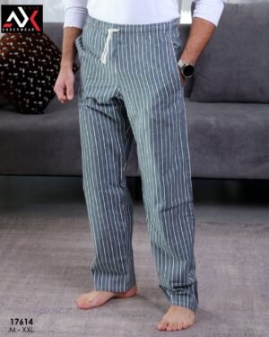 Axis Pantalon de pyjama homme rayé – Réf 17614 – Gris bleu