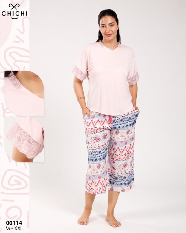 Chichi Pyjama pantacourt – Réf 00114 – Rose