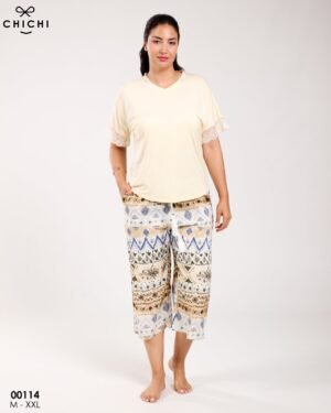 Chichi Pyjama pantacourt – Réf 00114 – Jaune pâle