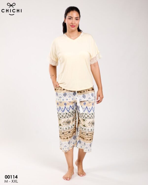 Chichi Pyjama pantacourt – Réf 00114 – Jaune pâle