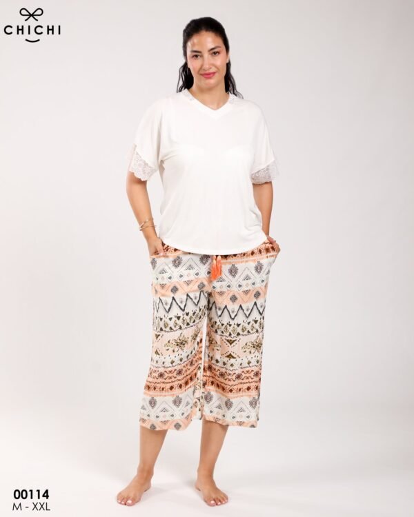 Chichi Pyjama pantacourt – Réf 00114 – Blanc
