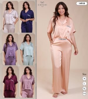 Chichi Pyjama satin manches courtes – Réf 14918 – Couleurs assorties