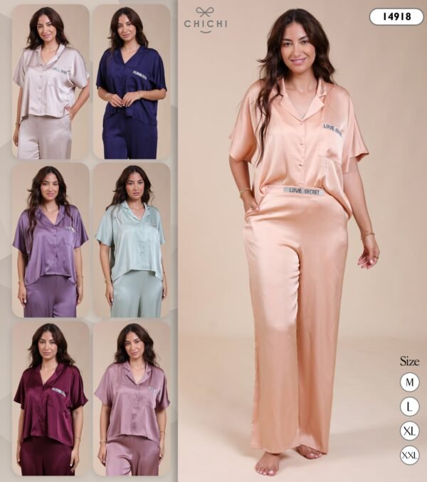 Chichi Pyjama satin manches courtes – Réf 14918 – Couleurs assorties