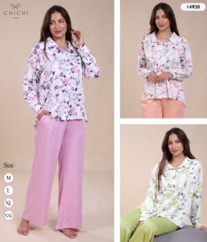 Chichi Pyjama chemise fleurie – Réf 14920 – Couleurs assorties