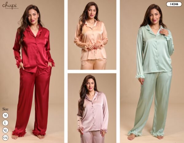Chupi Pyjama satin à volants – Réf 14246 – Couleurs assorties