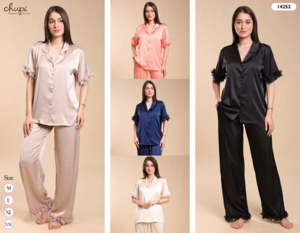 Chupi Pyjama satin à volants – Réf 14252 – Couleurs assorties