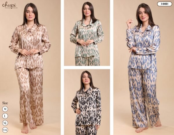 Chupi Pyjama satin ikat – Réf 14401 – Couleurs assorties