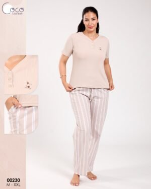 Coco Cotton Pyjama – Réf 00230 – Beige