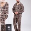 Enzo Salvatore Pyjama homme à carreaux en coffret – Réf 17455 – Marron
