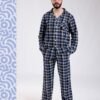 Enzo Salvatore Pyjama homme à carreaux en coffret – Réf 17455 – Bleu marine