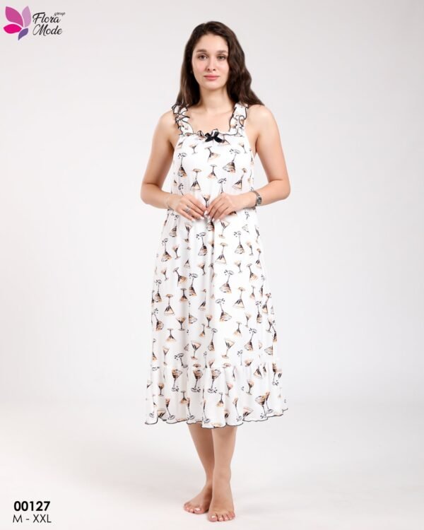 Flora Mode Chemise de nuit – Réf 00127 – Blanc