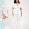 Flora Mode Pyjama – Réf 00280 – Blanc fleurs bleues