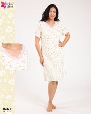 Flora Mode Chemise de nuit – Réf 00391 – Écru