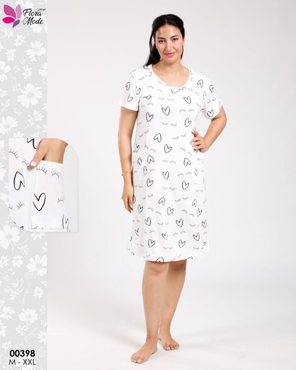 Flora Mode Chemise de nuit – Réf 00398 – Blanc