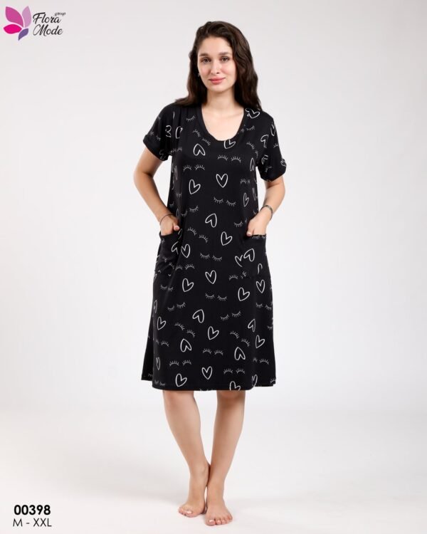 Flora Mode Chemise de nuit – Réf 00398 – Noir