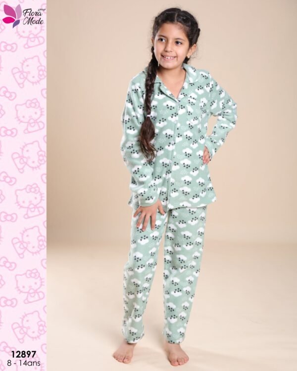 Flora Mode Pyjama enfant polaire – Réf 12897 – Vert d'eau