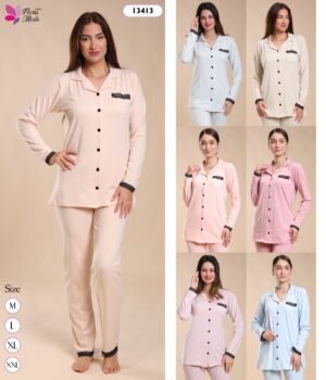 Flora Mode Pyjama boutonné – Réf 13413 – Couleurs assorties